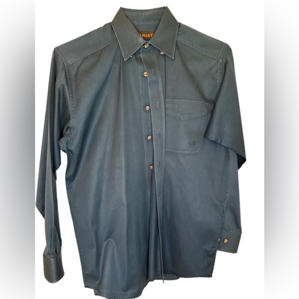 Ariat Men’s Dark Teal Western Long Sleeve Shirt Medium